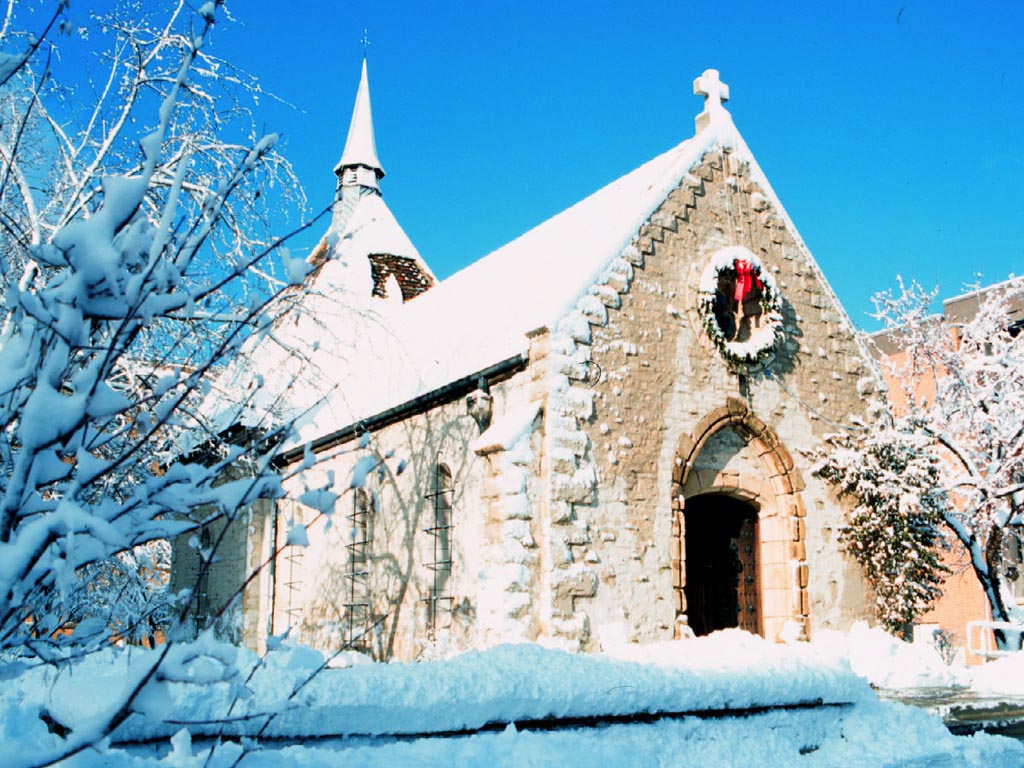 Winter at St. Joan of Arc Chapel wallpaper